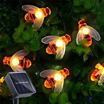 Solárne String Svetla, ako 100 LED Roztomilý Bee Vonkajšie Svadobné Záhrada, Terasa, Party, Vianočný Strom včiel medonosných, Hviezdna Víla, Dekorácie, Lampy