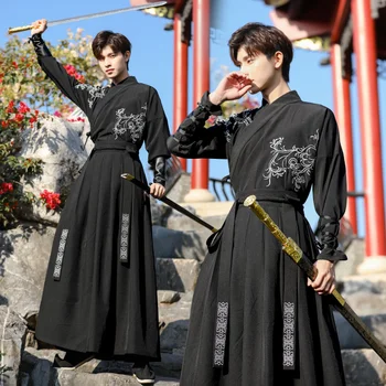 Staré Čínske Šaty Hanfu Mužov Tradičné Výšivky Šaty Čína Štýl Bojových Umení Cosplay Kostým Kimono Študent Jednotné