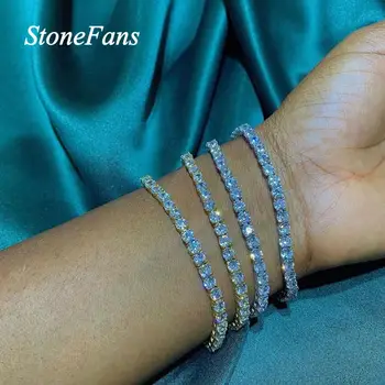 Stonefans Jednoduché Veľké Drahokamu Náramok Kúzlo Šperky pre Ženy Ľadový Von Tenis Reťazec Zlato Náramok Náramok Striebornej Farbe