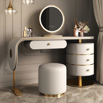 Svetlo Luxusný toaletný stolík High-Grade Spálňa Moderný Minimalistický Stôl, bielizník Integrované Bielizníka