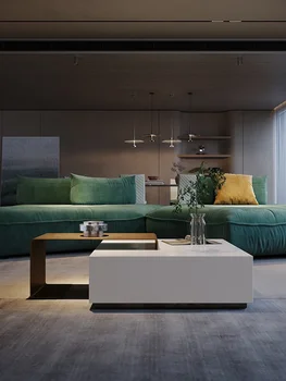 Taliansky ľahké luxusný konferenčný stolík, obývacia izba, moderný a minimalistický použitie v domácnosti, štvorcový konferenčný stolík, high-end pocit