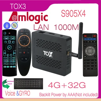 TOX3 Amlogic S905X4 Android 11 Smart TV Box Quad Core, 4GB 32GB 1000M LAN 2.4 G 5G Dual Wifi BT4.1 4K HDR