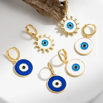 Turecký Zlo Blue Eye Hoop Náušnice pre Ženy, Ročník Slovenského Kola Oko, Ucho Stud Žena Náušnice, Módne Šperky