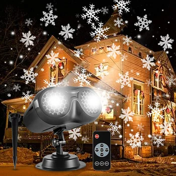 Upgrade 2 V 1 Vianočná Vločka Projektor Svetlo IP65 Vodeodolný LED Sneženie Pozornosti Rotujúce LED Sneženie Projekčnej Lampy