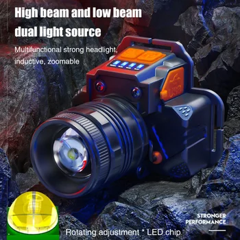 Usb nabíjateľné svetlometu rotujúce zoom multifunkčné silné svetlo nočný rybolov vonkajšie osvetlenie