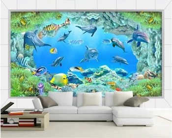Vlastné tapetu 3d maľby ultra jasné, podmorský svet, TV joj stene obývacej izby, spálne, deti miestnosti nástenná maľba 3d tapety