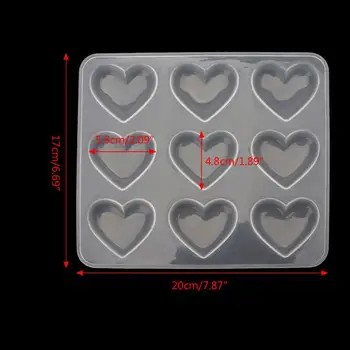 X7YA Silikón na Pečenie Zásobník Pečivo Formy Srdce Živice Casting Mold 9 Dutín Epoxidové Formy DIY Šperky Plavidlá na Valentína