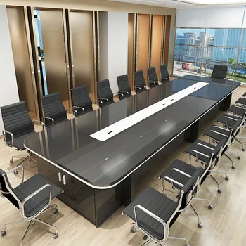 Čierne lakované high-end konferenčný stôl, moderný office rokovania tabuľka, jednoduchý stretnutie tabuľka