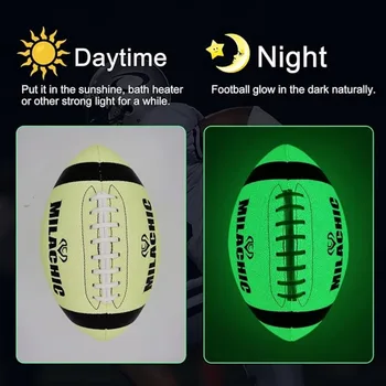 Žiarivkové Svetlo Zelená Žiariace Rugby Reflexné Kožený Materiál Non Slip Povrchu Reflexné Rugby Gumy Vnútornou Vložkou